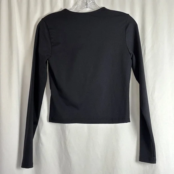 Abercrombie & Fitch Black Cutout Long Sleeve Crop Top Size M Whimsigoth - Picture 3 of 6